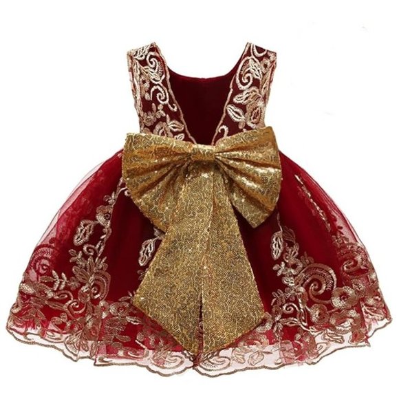 NWT Beautiful Sparkling Sequin Bow Baby Dress Christmas Flower Girl Page… - Picture 2 of 16